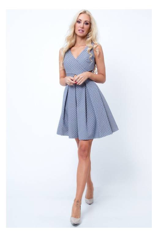 Party dress with opewnwork sleeves and neckline Party dress with opewnwork sleeves and neckline