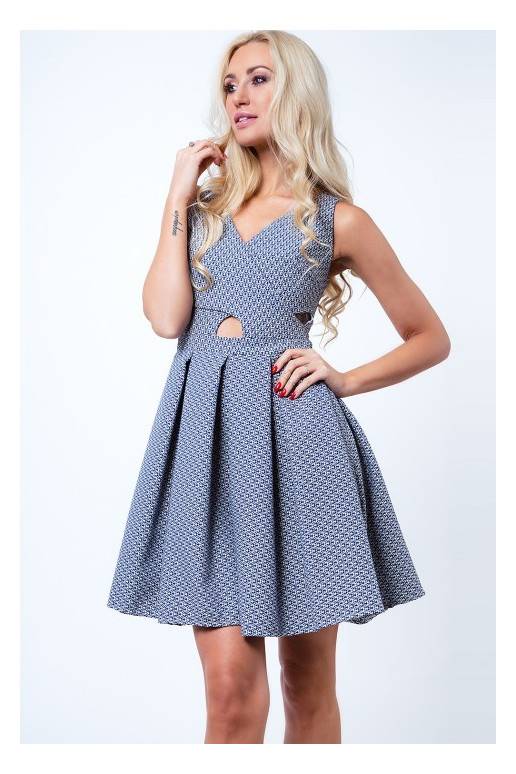 Party dress with opewnwork sleeves and neckline Party dress with opewnwork sleeves and neckline