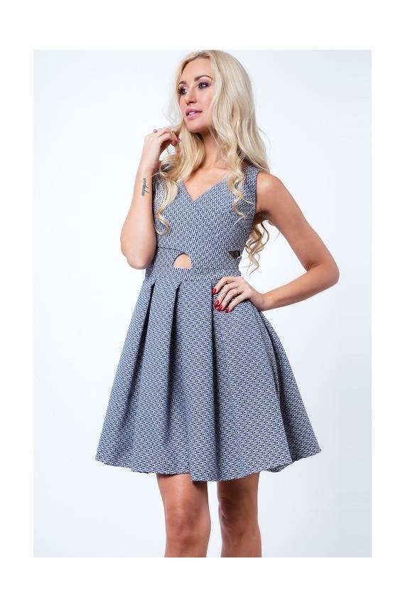 Party dress with opewnwork sleeves and neckline