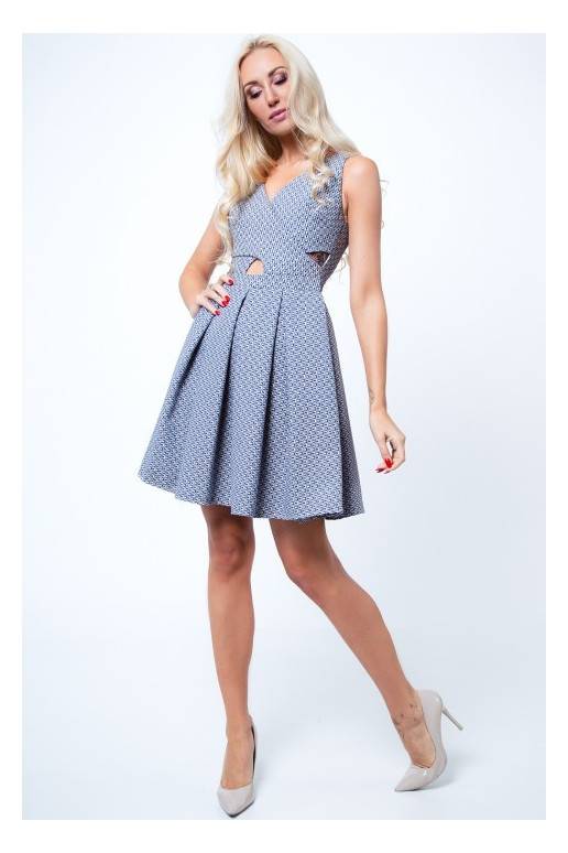 Party dress with opewnwork sleeves and neckline Party dress with opewnwork sleeves and neckline