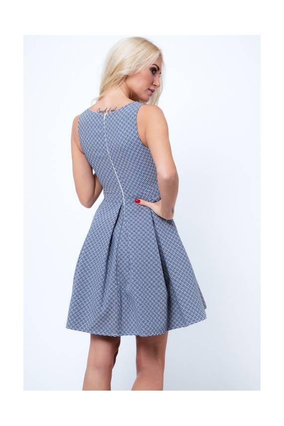 Party dress with opewnwork sleeves and neckline