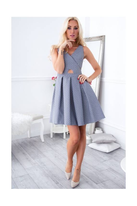 Party dress with opewnwork sleeves and neckline