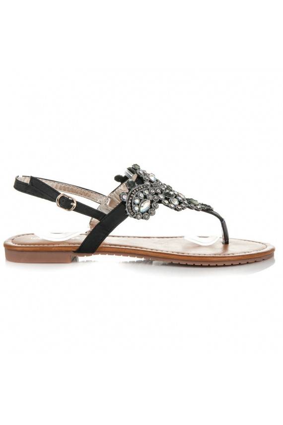 Elegantne mustad sandaalid India stiilis varba rihmaga D-6532B