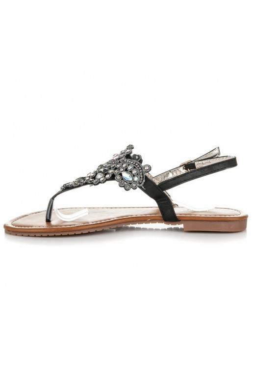 Elegantne mustad sandaalid India stiilis varba rihmaga D-6532B