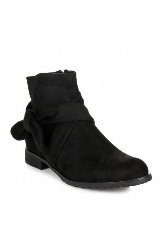 Kunstlikust sametist mustad saapad IDEAL SHOES ES8508B
