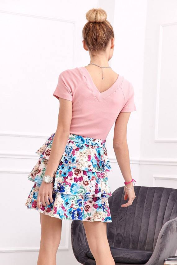 Pluus lühikeste varrukatega  roosa varjund DD_1043_POWDER