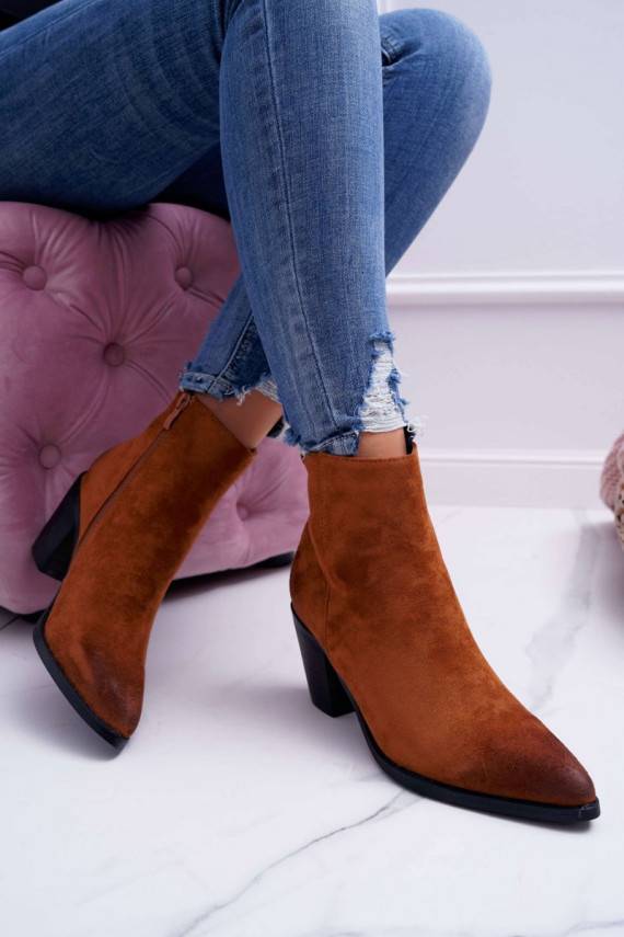 Naiste Naiste poolsaapad kõrge jämeda kontsaga seemisnakhsed Pruunid värvi Niki