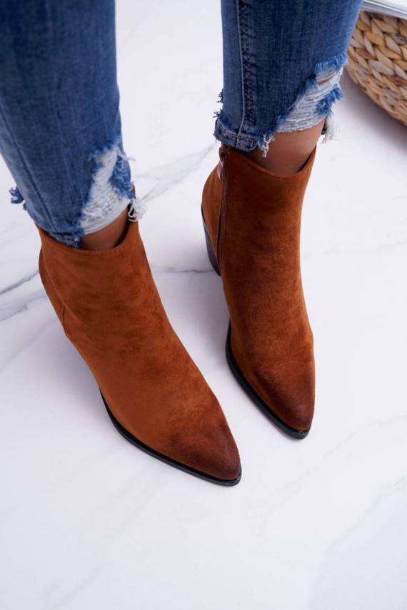 Naiste Naiste poolsaapad kõrge jämeda kontsaga seemisnakhsed Pruunid värvi Niki