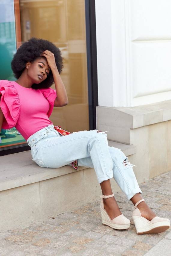 Platvormiga sandaalid Z Plecionką beeži värvi Avocado