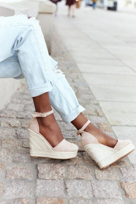 Platvormiga sandaalid Z Plecionką beeži värvi Avocado