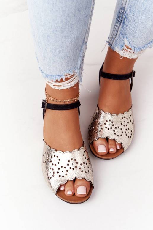 Naistesandaalid naturaalsest nahast  05199-25 -Kuldset värvi