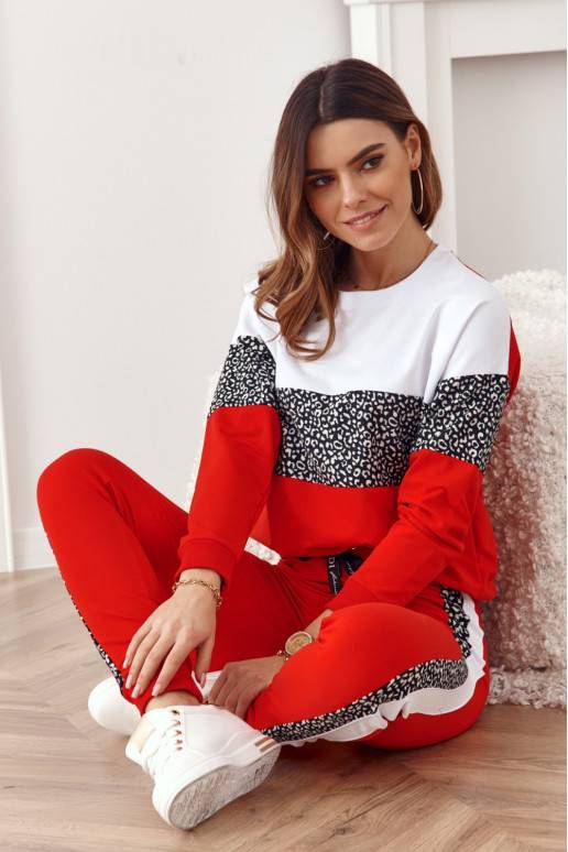 Punane loomade mustriga naiste dressipluus