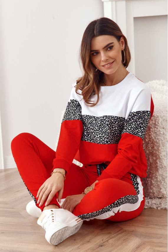 Punane loomade mustriga naiste dressipluus