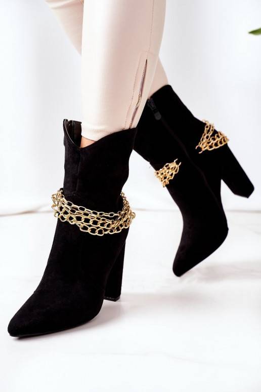 voodriga Naiste poolsaapad kõrge jämeda kontsaga mustad Good Impression