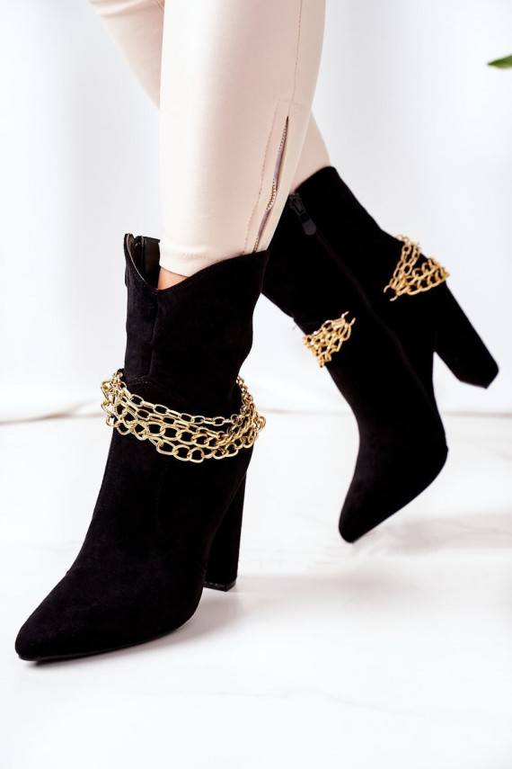 voodriga Naiste poolsaapad kõrge jämeda kontsaga mustad Good Impression