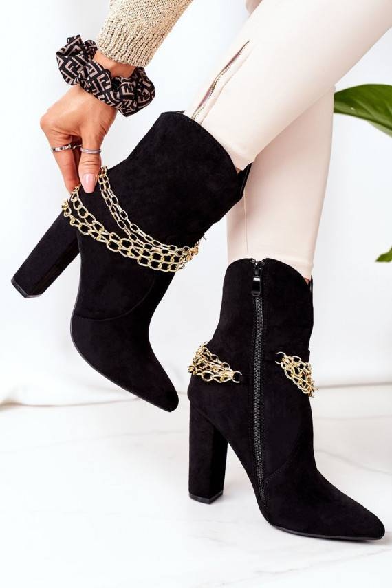 voodriga Naiste poolsaapad kõrge jämeda kontsaga mustad Good Impression