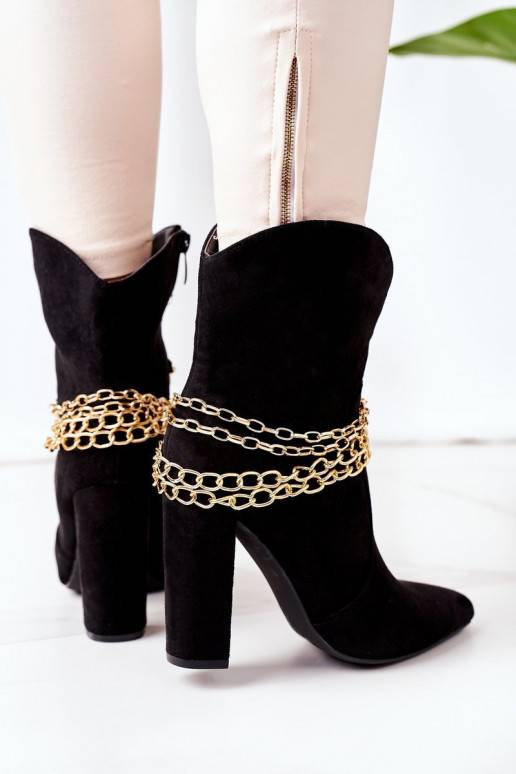 voodriga Naiste poolsaapad kõrge jämeda kontsaga mustad Good Impression