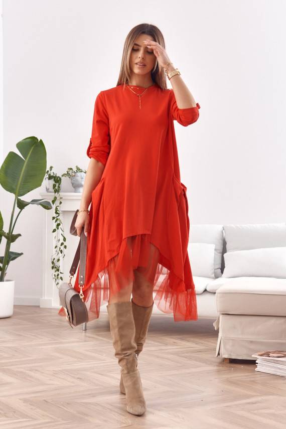 Asümmeetriline kleit oversize punane