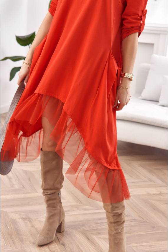 Asümmeetriline kleit oversize punane