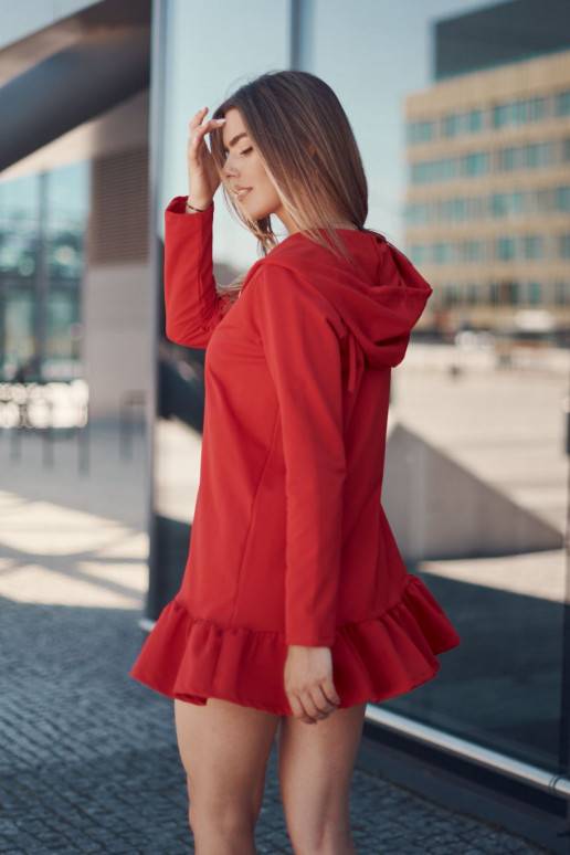 Džemper kapuutsiga punane