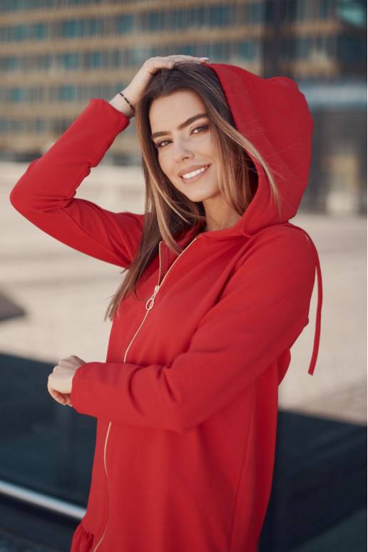 Džemper kapuutsiga punane