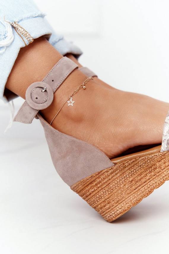 Seemisnahksed platvormkingad  04565-04 beeži värvi-Kuldset värvi