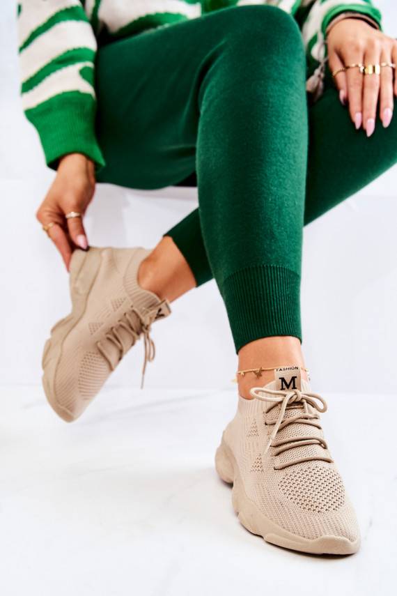 Sportliku stiiliga jalanõud Sneakers tüüpi jalanõud Riidest beeži värvi Nolene