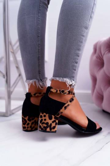Naistesandaalid Lu Boo leopardimustriga mustad Fall In Love 2