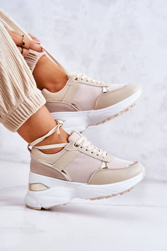   Läikivad jalatsid sportlikud jalatsid platvormiga beeži värvi Activity