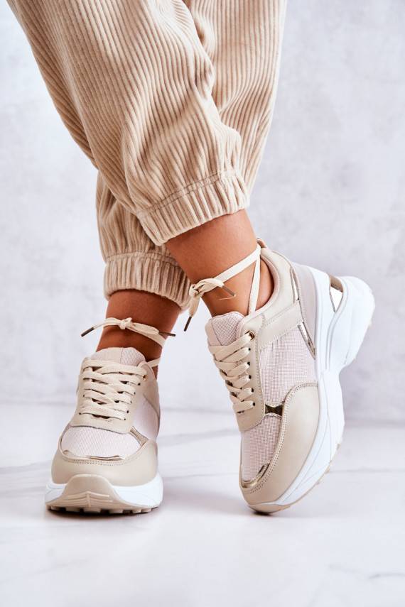   Läikivad jalatsid sportlikud jalatsid platvormiga beeži värvi Activity