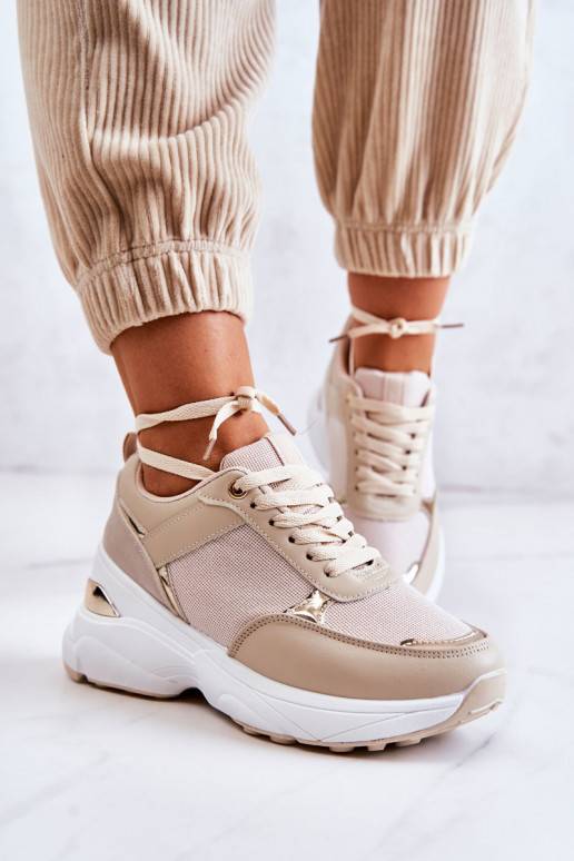   Läikivad jalatsid sportlikud jalatsid platvormiga beeži värvi Activity