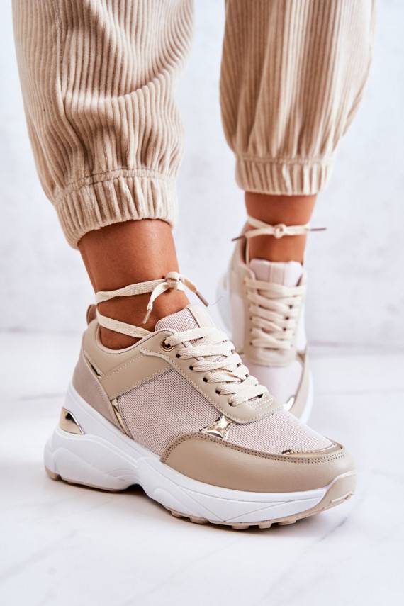   Läikivad jalatsid sportlikud jalatsid platvormiga beeži värvi Activity