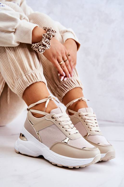   Läikivad jalatsid sportlikud jalatsid platvormiga beeži värvi Activity