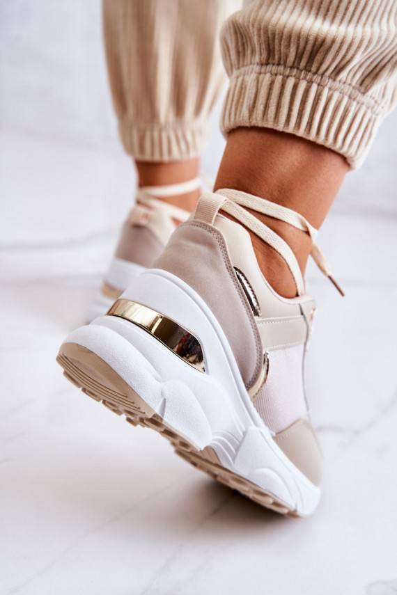   Läikivad jalatsid sportlikud jalatsid platvormiga beeži värvi Activity