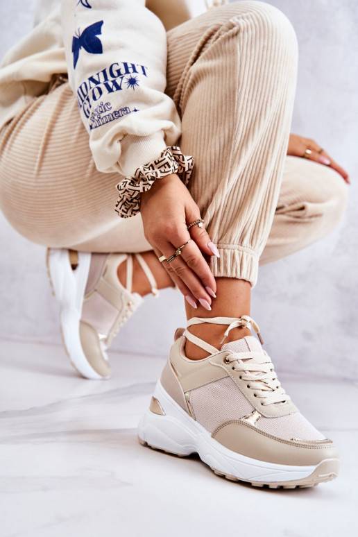   Läikivad jalatsid sportlikud jalatsid platvormiga beeži värvi Activity