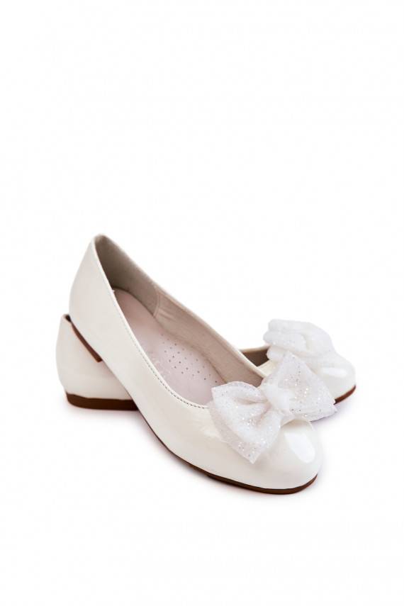 Laste jalanõud Laque Balerinki lipsukesega valget värvi Zolly