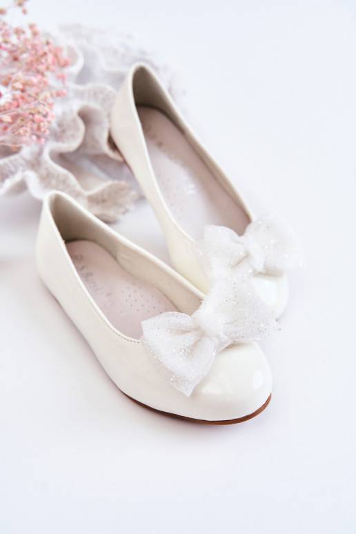 Laste jalanõud Laque Balerinki lipsukesega valget värvi Zolly