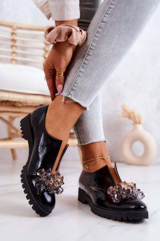 Elegantsed   jalatsid kaunistustega mustad Cindy 