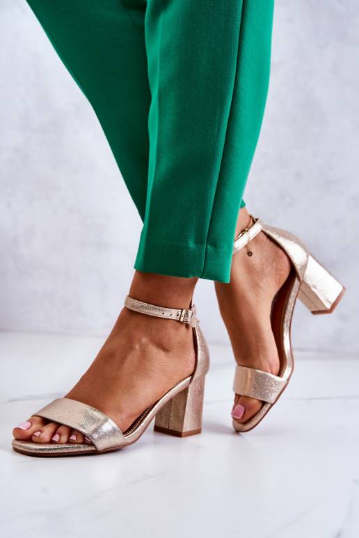   moodsad sandaalid kõrge jämeda kontsaga Kuldset värvi Lucida