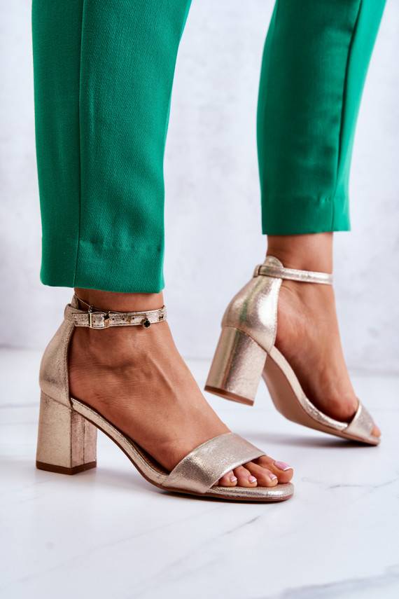   moodsad sandaalid kõrge jämeda kontsaga Kuldset värvi Lucida