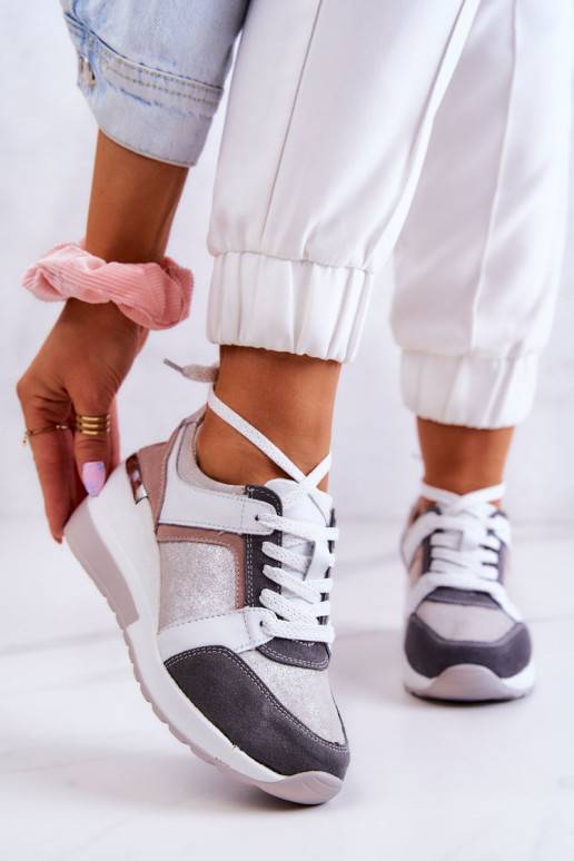 spordijalatsid Sneakers tüüpi jalanõud platvormiga Srebrno-Halli värvi Elissa