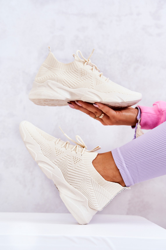 Sportliku stiiliga jalanõud Sneakers tüüpi jalanõud Riidest Elevandiluu värvi Nolene