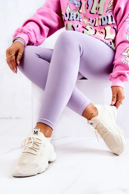 Sportliku stiiliga jalanõud Sneakers tüüpi jalanõud Riidest Elevandiluu värvi Nolene