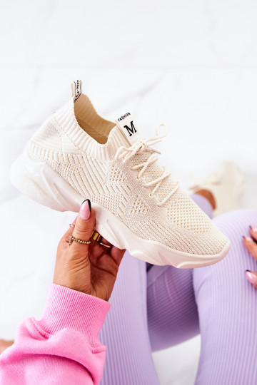 Sportliku stiiliga jalanõud Sneakers tüüpi jalanõud Riidest Elevandiluu värvi Nolene 2