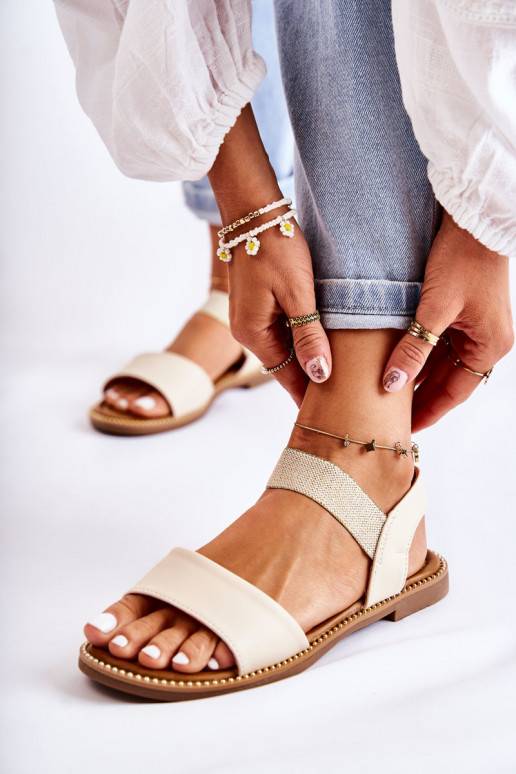 Klassikalise mudeli sandaalid laiade nööridega beeži värvi Catis