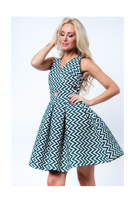 Party dress with opewnwork sleeves and neckline