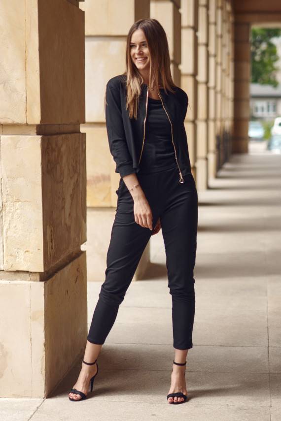 Naiste kolmekordne puuvillane komplekt mustas värvitoonis