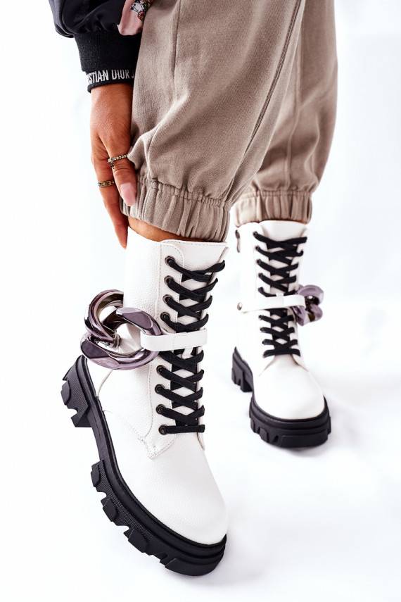 S. Barski Naiste poolsaapad valget värvi Jensen