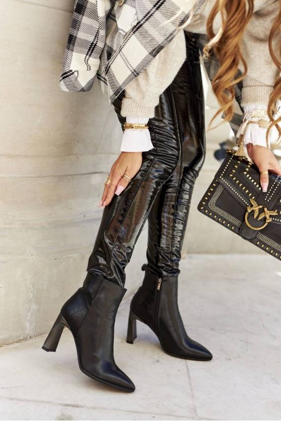   Naiste poolsaapad mustad kõrge jämeda kontsaga Olastis