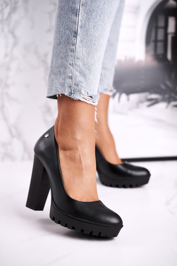   Kingad kõrge jämeda kontsaga  02629-01 mustad 